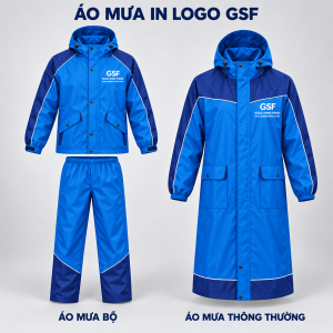Hai mẫu áo mưa GSF xanh công đoàn